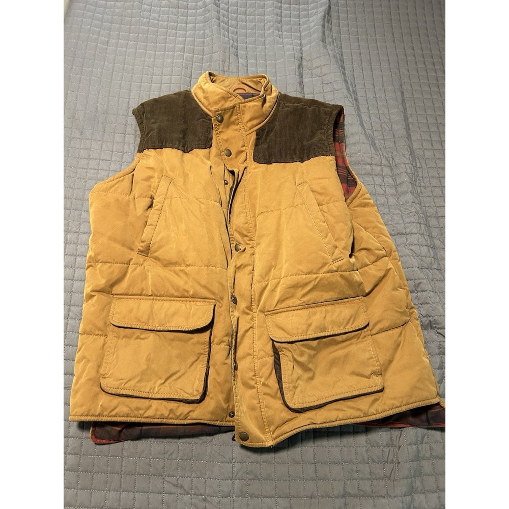 Field Insulated Vest Lands' End Men's XL 46-48 Full Zip Corduroy Flannel Hunting